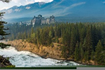 Overlook Banff Springs Hotel across Bow river
