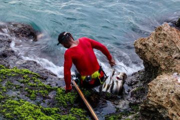 Spear-fisherman with his catch