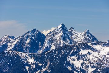 Mount Rexford, Nesakwatch Spire, and Mount Baker (the snowy mountain behine Rexford)