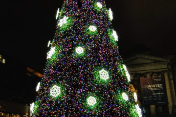 Holiday Tree in front of Art Gallery