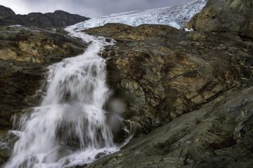 One of the glaciers feeds the lakes One of the glaciers feeds the lakes