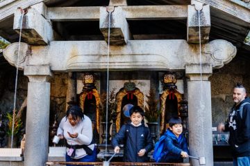 People drinking from the magical water