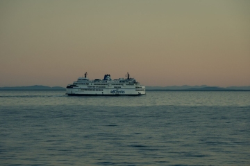 Ferry at sunset