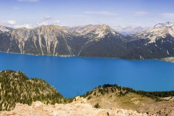 Panorama view of the lake and its surrounding mountains