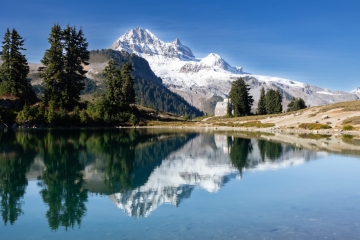 Atwell peak and Garibaldi reflecting on the Elfin Lake