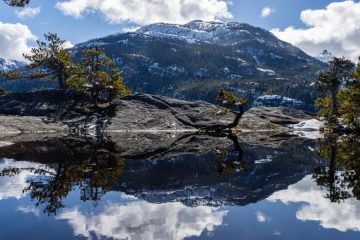 A small pool of water on peak 3