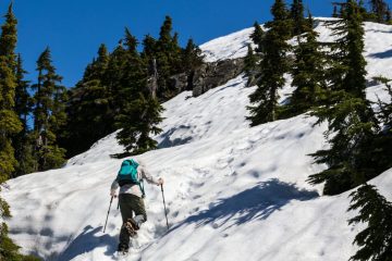 A hiker hiking up the Unnecessary Summit 